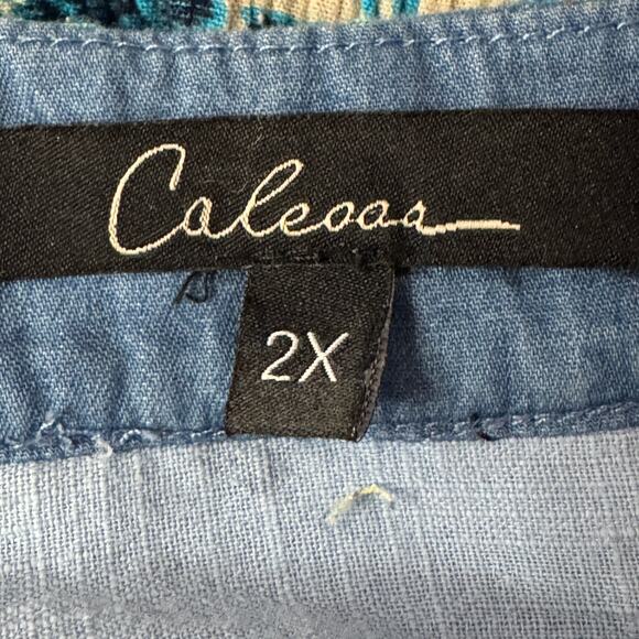 Calessa 2X-Large Tunic Top Embroidered Split V-Neck Floral Stretch 3/4 Sleeves - Picture 8 of 10